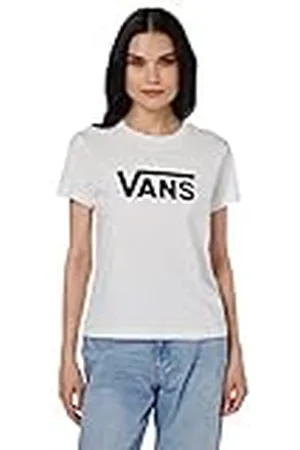 Vans Drop V SS Crew-b Camiseta, Blanco y Negro, XS para Mujer