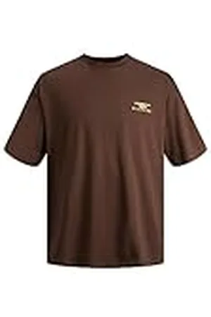 JACK & JONES Jorvilleraybright tee SS Crew Neck Ln Camisa de Polo, Chocolate, L para Hombre