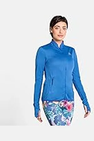 Odlo Midlayer Full Zip FLI Ceramiwarm Fleecejacke Chaqueta de Forro Polar para Mujer, Amparo Azul-Marina-Rayas, Extra-Large
