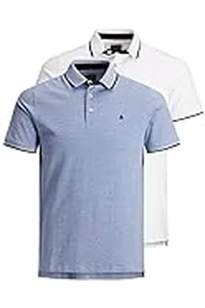 JACK & JONES Jjepaulos Polo Ss 2pk Mp Camiseta, Hombre, Bright Cobalt/Blanco, S