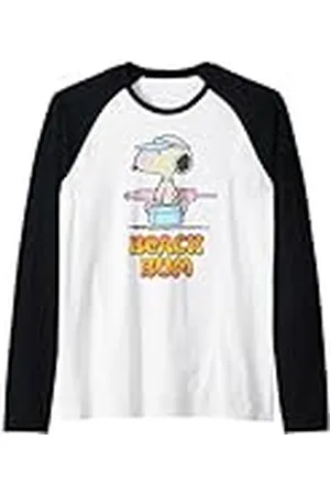 Peanuts Snoopy Beach Bum Retro Verano Vacaciones Vintage Camiseta Manga Raglan