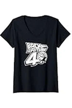 Back To The Future Mujer 40th Anniversary Logo And White Camiseta Cuello V