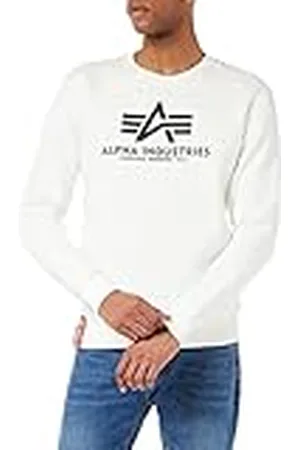 Alpha Industries Basic Swt Sudadera de Manga Larga, Blanco (White-09), L para Hombre