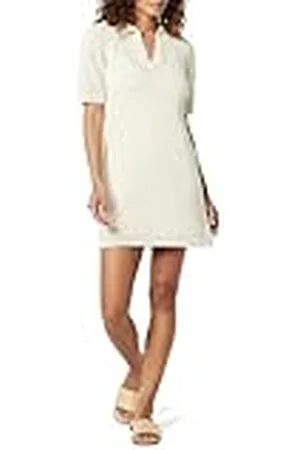 THE DROP Melia Collared Crochet Micro Mini Dress Vestidos, , L