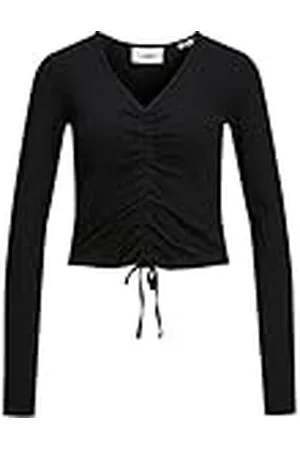 JJXX Jxfenja Str LS Rib Crop Top JSR, Schwarz, XS para Mujer