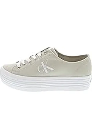 Calvin Klein Jeans Sneaker para Mujer Vulc Flatform Essential Mono con Plataforma, Beige (Eggshell/Bright White), 40