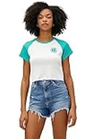 Koton Crew Neck Short Sleeve Embroidered Crop T-Shirt Camiseta, , M para Mujer