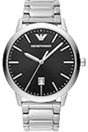 Emporio Armani Reloj Hombre, Movimiento de tres manecillas con fecha, caja de 43mm de acero inoxidable plateado con correa de acero inoxidable, AR11310