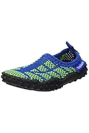Playshoes Zapatillas de Punto de Playa con Protección UV, Zapatos de Agua Unisex niños, Multicolore (Green/Blue/Black), 18/19 EU