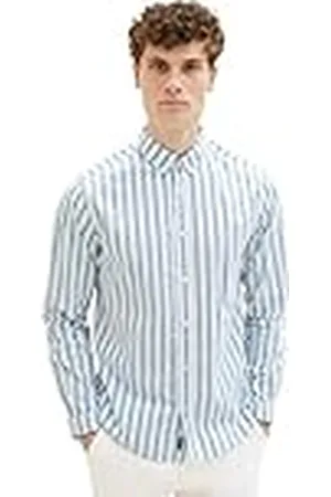 TOM TAILOR 1036219 Camisa, 31789-Blue Off White Stripe, XL para Hombre