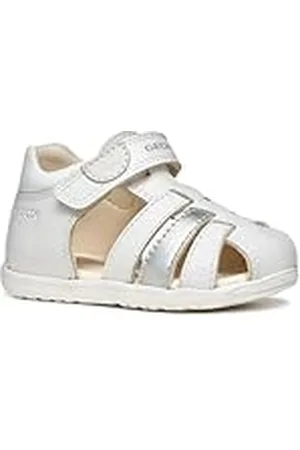 Geox B Sandal MACCHIA Gir, Sandalia Bebé-Niñas, White/Silver, 19 EU