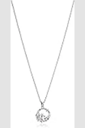 Amazon Amazon Collection Collar con Colgante de Plata de Ley chapada en rodio, ópalo Creado y circonita cúbica, 16 Pulgadas + 2 Pulgadas
