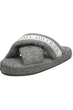 Tommy Hilfiger Home Slipper FW0FW07609, Pantuflas Mujer, Negro (Herringbone), 38 EU