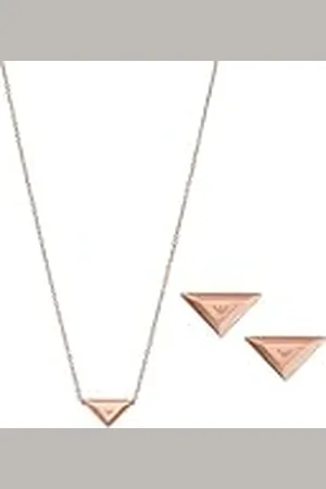 Emporio Armani Conjunto de collar y pendientes de acero para mujer, color oro rosa, EGS3121SET, Length: 350MM+70MM, Width: 15MM, Height: 8.3MM, Acero inoxidable, No es una piedra preciosa