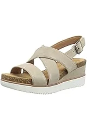 Clarks Lizby Cross, Sandalias de cuña, para Mujer, Beige (Sand Suede), 39.5 EU