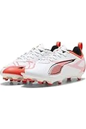 PUMA Ultra 5 Play FG/AG JR, Zapatillas de fútbol, White Black-Glowing Red, 37.5 EU