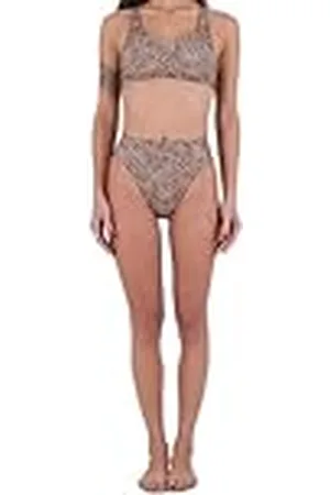 Hurley Braga de Bikini Cintura Alta Mujer - MAX Leopard Moderate Tab Side