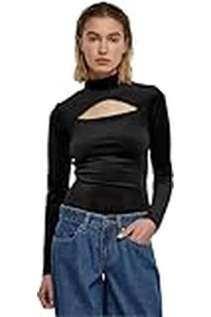 Urban classics Ladies Velvet Cut-out Turtleneck Body Camiseta, , M para Mujer