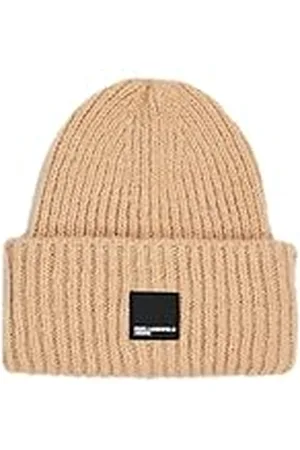 Karl Lagerfeld Para Mujer, Gorro con Logo Box, Crema Irlandés, Talla única
