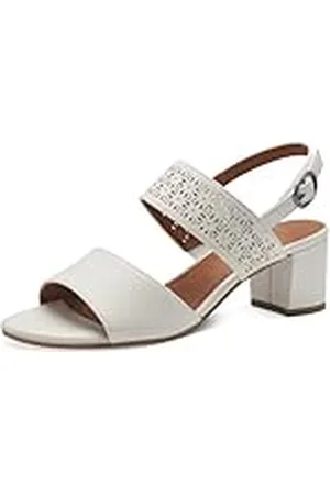 Jana Softline 8-28368-42 100 White Absatzsandale Komfortable Mehrweite Alltagsschuh Festlich Elegant, Sandalia con talón Mujer, , 36 EU Ancho