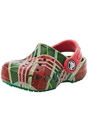 Crocs Unisex Niño Baya Holiday Plaid Clog T Zueco, Kelly Green, 27/28 EU
