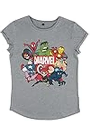 Marvel Avengers Classic-Camiseta Larga para Mujer (Grupo Retro, Manga Corta), , S
