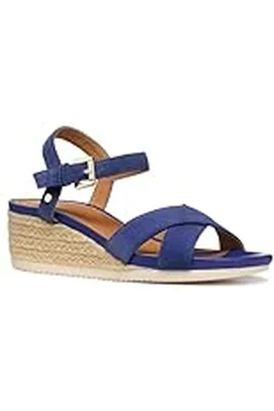 Geox D Ischia Corda B, Sandalia de cuña Mujer, Blue, 38 EU