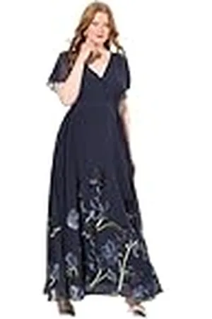 Ulla Popken Vestido con Estampado Floral y cinturón, , 52-54 para Mujer