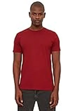 Trendyol Burgundy Basic Male Slim Fit 100% algodón de Manga Corta para Bicicleta Camiseta, , S para Hombre