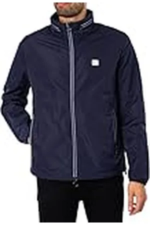 Armani Exchange Chaqueta Cortavientos Ligera con Capucha con Cremallera, Azul Marino, XXL para Hombre