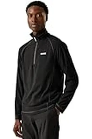 Regatta Montes Mini Stripe Sudadera Ligera de Felpa con Media Cremallera, Hombre, ( (Black)), XXL