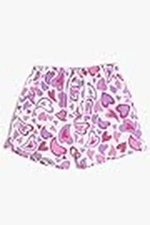 Koton Shorts Cotton Drawstring Heart Printed Pantalones Cortos, , 7-8 Años Girls