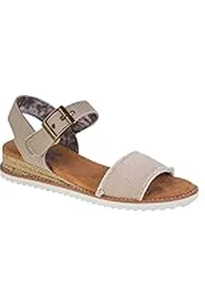Skechers DESERT KISS ADOBE PRINCESS, Sandalias Mujer, Marrón (Light Taupe Canvas), 37.5 EU