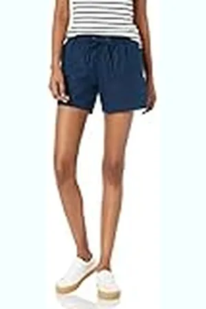 Amazon Pantalón Corto en Mezcla de Lino con cordón de Cierre y Entrepierna de 12,7 cm (Disponible en Tallas Grandes) Mujer, , L