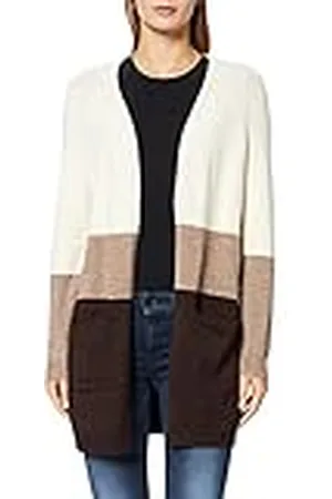ONLY Mujer Long Knitted Cardigan Cárdigan,Multicolor (Graystripes/W. Woodsmoke/Chicory Coffee),M