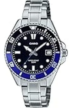 Casio Reloj de Cuarzo para Mujer de Acero Inoxidable con Esfera Negra MDV-10D-1A2VDF, , Pulsera, , Correa, , Pulsera