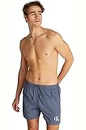 Calvin Klein Bañador Hombre Medium Drawstring con logotipo, Azul (Grisaille), M