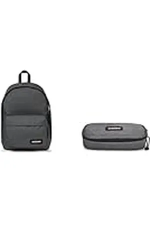 Eastpak Out of Office Mochila, 44 cm, 27 L, Negro (Black Denim) & Oval Single Estuche, 22 cm, (Black Denim)