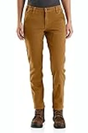 Carhartt Pantalón de trabajo Rugged Flex en sarga con parte frontal doble, Relaxed Fit Para Mujer, Brown, W12