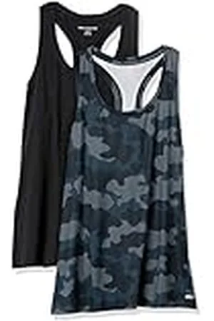 Amazon Top Deportivo Elástico de Secado Rápido y Tirantes (Hay Tallas Grandes) Mujer, Pack de 2, , XS