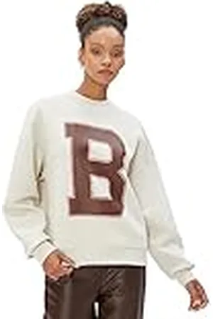 Koton Sudadera de Manga Larga con Estampado de Letras acanaladas y Cuello Redondo, , XL Mujer