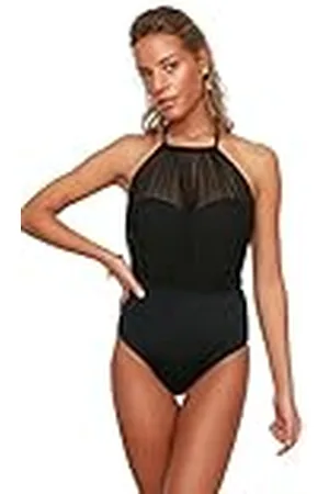 Trendyol Traje de baño de Punto detallado de Encaje Liso de Malla/Red para Mujer Bañadores, , 62
