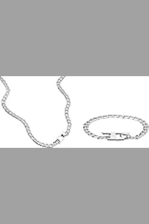 Diesel Collar y Pulsera Hombre de Acero Steel, Acero Inoxidable Plata, Set