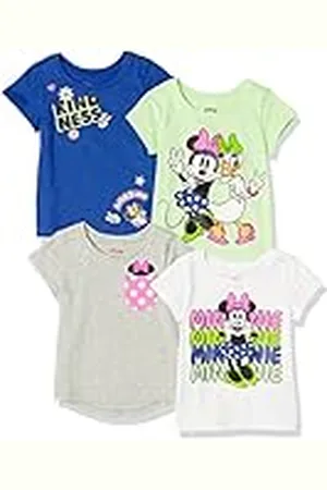 Amazon Disney | Marvel | Star Wars | Frozen | Princess Camisetas de Manga Corta Niña, Pack de 4, , 9 años