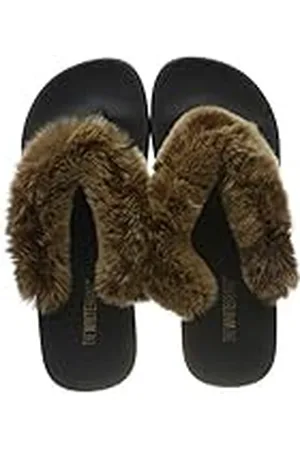 THE WHITE BRAND Fur, Chanclas Mujer, Marrón (Brown Brown), 40 EU