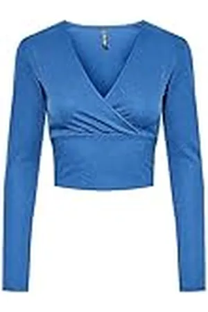 Pieces® Pclina Ls Cropped V-neck Top Camiseta de manga larga, Mujer, , XL