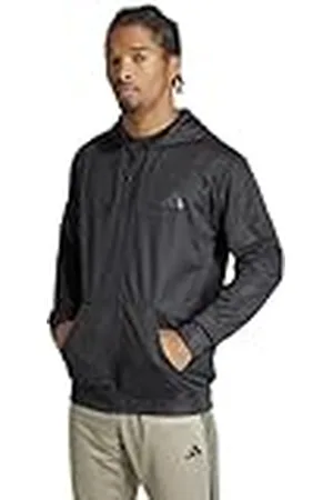 adidas Hombre Train Essentials Seasonal Full-Zip Hoodie, Black, XL