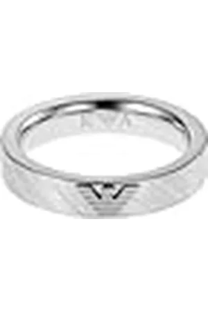 Emporio Armani Anillo Para Hombre Esencial, Longitud: 26mm, Ancho: 26mm Anillo De Acero Inoxidable Plateado, EGS2924040