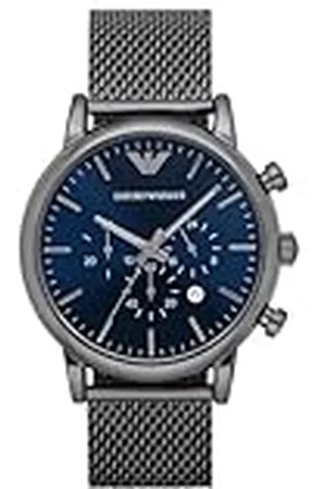 Emporio Armani Reloj Hombre, Movimiento cronógrafo, caja de acero Gunmetal de 46mm con correa de acero, AR1979