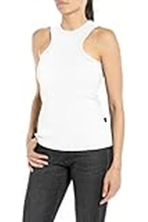 Replay Camiseta de tirantes de corte alto para mujer, blanco (White 001), M